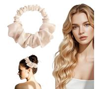 Heatless Curling Scrunchie,Heatless Curls for Women Scrunchies Beige Hair Curling Rod Headband Wavy Hair Tie Hair Curlers to Sleep In,No Heat Hair Curling Wrap,Heatless Curlers for Long Hair Overnigh