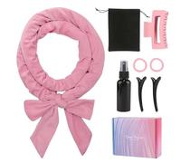 Heatless Curling Set, 8 PCS Hair Curler Heatless Curl Set for Long and Short hair, Soft Velour Heatless Hair Curler, Overnight Curls Includes clip, Headband, Spray Bottle and Hair Clip, Pink