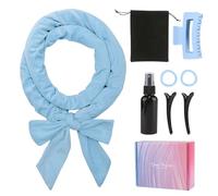 Heatless Curling Set, 8 PCS Hair Curler Heatless Curl Set for Long and Short hair, Soft Velour Heatless Hair Curler, Overnight Curls Includes clip, Headband, Spray Bottle and Hair Clip, Blue