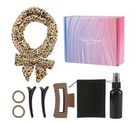 Heatless Curling Set, 8 PCS Hair Curler Heatless Curl Set for Long and Short hair, Soft Velour Heatless Hair Curler, Overnight Curls Includes clip, Headband, Spray Bottle and Hair Clip, Leopard print