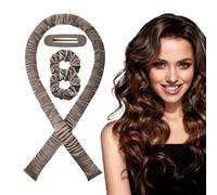 Heatless Curling Set - No Heat Overnight Blowout Rods for Long Hair, Voluminous Curls Styling Tools with Clips for Women (Khaki)