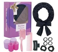 Heatless Curls Headband, Hair Rollers for Heatless Curls, 70" Velvet Heatless Curlers for Women Girls Overnight Curls, No Heat Hair Curlers to Sleep In - Black