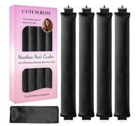 Heatless Curls Overnight, 4 PCS Heatless Hair Curler Set with Satin Scarf & Velvet Flexi Rods, Hair Accessories for Women, Hair Rollers to Sleep In for Overnight Curls, No Heat Damage Styling