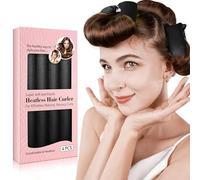Heatless Curls Overnight, 4 Pcs No Heat Curling Blowout Rod, Satin Blowout Look Heatless Hair Rollers, Soft Flexi Rods for Big Curls to Sleep In