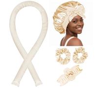 Seritant Hair Rollers No Heat Overnight Hair Curling Iron with Silk Hood for Sleeping Champagne