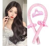 Heatless Hair Curler Hair Rollers, Hair Curlers To Sleep In, Hair Rollers For Long Hair, Heatless Curling Rod Headband For Long Hair Soft Silk Curl Ribbon With Hair Clips (Pink)