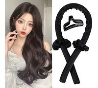 Heatless Hair Curler Hair Rollers, Hair Curlers To Sleep In, Hair Rollers For Long Hair, Heatless Curling Rod Headband For Long Hair Soft Silk Curl Ribbon With Hair Scrunchies Clips (Black)