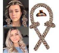 Heatless Hair Curler, Heatless Curls, No Heat Hair Curlers To Sleep In Curl Ribbon with Scrunchies Hair Clips Overnight Hair Curlers for Women Long Hair Styling Tools (Leopard Print)