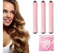 Heatless Hair Curler，Heatless Curls Overnight Blowout Headband Rods，No Heat Velvet Jumbo Flexi Rods to Sleep in，Heatless Jumbo Flexi Soft Curling Rods for All Hair Types 4pcs pink