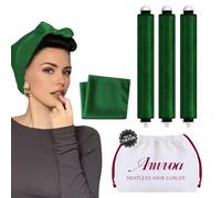 Heatless Hair Curler Heatless Curls Overnight Heatless Blowout with Luxury Cloth Bag Silk Scarf, Curling Rod Headband to Sleep in No Heat Curling with (Green, 3Rods)