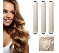 Heatless Hair Curler, Overnight Heatless Rods Curls Blowout, Velvet Hair Rollers with Satin Hair Scarf (3pcs/beige)