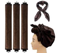 Heatless Hair Curler Overnight Rods Blowout Jumbo, Heatless Curls No Heat Curlers to Sleep in Large Rods Hair Rollers Blowout No Heat Overnight Sleeping Curls Styling Tools - Brown
