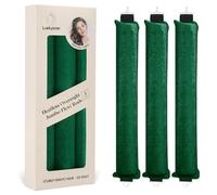 Heatless Hair Curler Rods for Overnight Satin Flexi Curls, Jumbo No-Heat Sleeping Styling Tools for All Hair Types - 3pcs Green