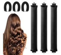 Heatless Hair Curler to Sleep in No Heat Satin Heatless Curls Overnight Satin Pillow Rollers Large Foam Sponge Flexi Bars with Hooks for All Hair Types Women Styling Tools Brown (Black, One Size)