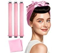 Heatless Hair Curler to Sleep in, Velvet Satin Heatless Hair Curler Set, Heatless Hair Curler Overnight for All Hair Types, Hair Styling Accessories with Silk Scarf (3 Pcs Pink)