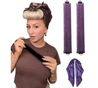 Heatless Hair Curlers Curling Set Overnight Non Heat Hair Curlers Blow Out Foam Jumbo Hair Rollers Set to Sleep for Blowout Long Hair, Silk Head Hair Wrap (Dark Violet, Large)