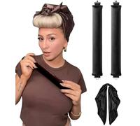 Heatless Hair Curlers Curling Set Overnight Non Heat Hair Curlers Blow Out Foam Jumbo Hair Rollers Set to Sleep for Blowout Long Hair, Silk Head Hair Wrap (Black, Large)
