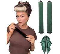 Heatless Hair Curlers Curling Set Overnight Non Heat Hair Curlers Blow Out Foam Jumbo Hair Rollers Set to Sleep for Blowout Long Hair, Silk Head Hair Wrap (Everglade Green, Large)