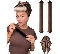 Heatless Hair Curlers Curling Set Overnight Non Heat Hair Curlers Blow Out Foam Jumbo Hair Rollers Set to Sleep for Blowout Long Hair, Silk Head Hair Wrap (Brown, Large)