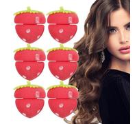 Heatless Hair Curlers - Strawberry Sponge, Soft Foam Rollers | No Heat Curling Tool for Overnight Use, Comfortable for Sleeping | -Grip Hair Curlers for Long Hair, Effortless Curls Every Morning