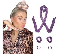 Heatless Hair Curlers Velvet Curling Rod Headband No Heat to Sleep in Curling Set with Scrunchies - Hair Rollers for Heatless Curls Overnight Blowout Look Long Hair for Sleeping-Violet