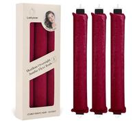 Heatless Overnight Curls Styling Tools - Jumbo Flexi Satin Rods to Sleep in, for All Hair Types (3pcs Rose Red)