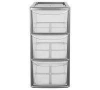 HEATON WHOLESALE 1 X 3 Drawers Multipurpose Home Office Plastic Silver Frame Modular Storage Tower Unit