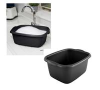 HEATON WHOLESALE 1 X Black Multipurpose Rectangular 9.5 Litre Washing Up Bowl With Built In Carry Handles