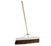 HEATON WHOLESALE 2 X 18" Indoor Outdoor Hard Bristle Bassine Sweeping Broom With Handle Perfect For Home & Garden