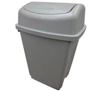 HEATON WHOLESALE 2 X 25 Litre Silver Plastic Waste Recycling Swing Bin With Lid For Kitchen & Office
