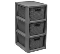 HEATON WHOLESALE 2 X 3 Drawer Grey Rattan Effect Commode Stylish Home Office Storage Tower Unit Basket