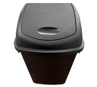 HEATON WHOLESALE 2 X 50 Litre Black Plastic Waste Recycling Swing Bin With Lid For Kitchen & Office