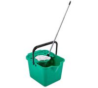 HEATON WHOLESALE 2 X Green 12L Cotton Mop Bucket Set Complete With Pouring Lip Ideal For Mopping All Kinds Of Hard Floors