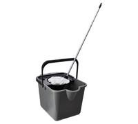 HEATON WHOLESALE 2 X Metallic 12L Cotton Mop Bucket Set Complete With Pouring Lip Ideal For Mopping All Kinds Of Hard Floors