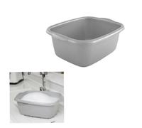 HEATON WHOLESALE 2 X Silver Multipurpose Rectangular 9.5 Litre Washing Up Bowl With Built In Carry Handles