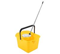 HEATON WHOLESALE 2 X Yellow 12L Cotton Mop Bucket Set Complete With Pouring Lip Ideal For Mopping All Kinds Of Hard Floors