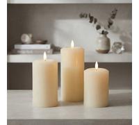 HEATON WHOLESALE 3 X Cream Led Pillar Candles Battery Powered Flickering Flameless Home Decor