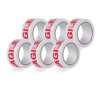 HEATON WHOLESALE 3 X Easy Tear 50mm X 66M Printed Fragile Packaging Tape Water Resistant Ideal For Sealing Boxes