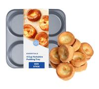 HEATON WHOLESALE 3 X Non-Stick Giant 4 Cup Hard Wearing Yorkshire Pudding Oven Baking Tray