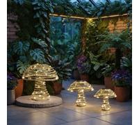 HEATON WHOLESALE Large Rustic Rattan Solar Mushroom Garden Light
