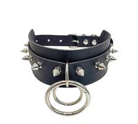 Heatop Leather spikes Bondage collar, punk studded collar, Goth spiked dog collar, 42 CM leather BDSM choker necklace