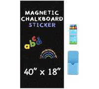 HeatPomelo Magnetic Chalkboard Wall Sticker 100 x 44 cm, Self-Adhesive Blackboard Paper Roll with Starter Kit, Stick On Black Board for Home, Office, School