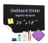 HeatPomelo Magnetic Chalkboard Wall Sticker 36" x 18", Self-Adhesive Blackboard Paper Roll with Starter Kit, Stick On Black Board for Home, Office, School