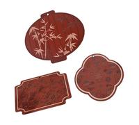 Heatproof Coasters with Chinese Pattern Soft Rubber Cup Mats Nonslip Surfaces for Hot Pots Bowls Heat Insulation Pad Placemat