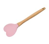 Heatproof Heart Silicone Spoon Spatula with Comfortable Wood Handle for Cooking Baking and Food Preparation Wooden Handle Cooking Spoon