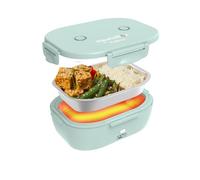 HeatsBox Go Light Self-Heating Lunch Box for Children, 540 ml Stainless Steel Container, Built-in 100 W Battery and App Control, Portable Food Warmer for School/Travel/Outdoor Use - Green