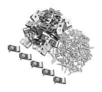 HEATSHAKING 100Pcs Aluminum Fence Clips with Screws for Wire and Metal Livestock Fences Corrosion Resistant Wire Cage Clamps for Pet and Farm Fencing Easy Install Compact Design