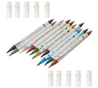 HEATSHAKING 10pcs Dual-ended Nail Art Pens Set with Fine Liner and Dotting Tips Assorted Colors Nail Painting Brush Kit for DIY Manicure and Professional Polish Design