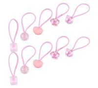 HEATSHAKING 10pcs Elastic Hair Ties for Pink Heart Ponytail Holders Lightweight Head Ropes Hair Bands for
