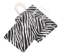 HEATSHAKING 10pcs Zebra Print Paper Bags with Handles Black Multi-function Portable Paper Bags for Holiday Party Favour Wrapping